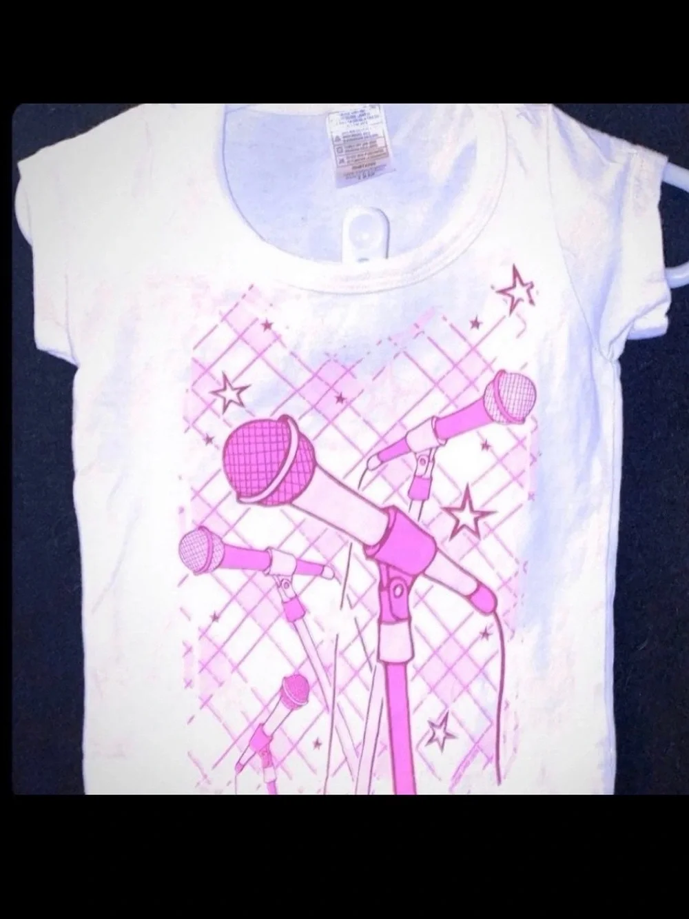 💞 New Baby & Toddler Girl Size 12 Months White & Pink Microphone Graphic Tee
